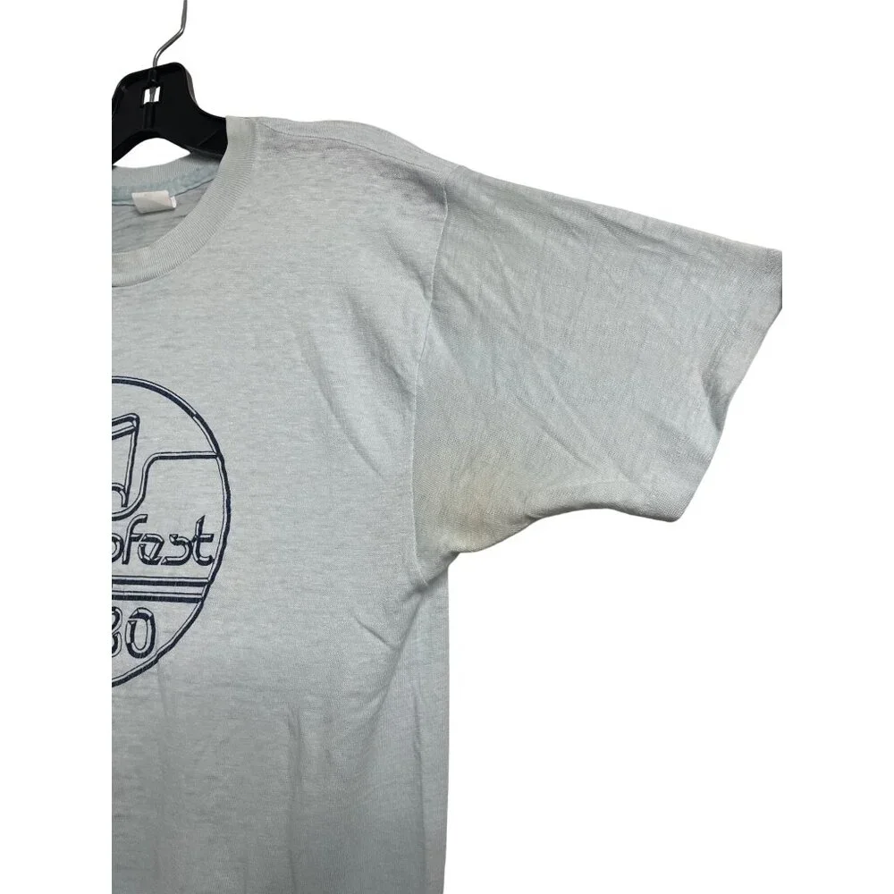 RARE Vintage 1980 Chicago Fest 80 T-Shirt Size L Large LG light blue T-shirt - Picture 5 of 8